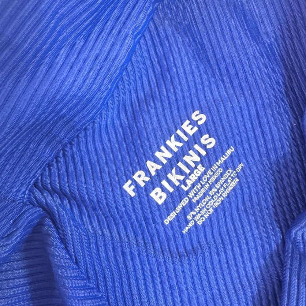 Frankies Bikinis Swimsuit Womens Large Blue Ribbed Bralette Bikini Two Piece - Picture 7 of 13